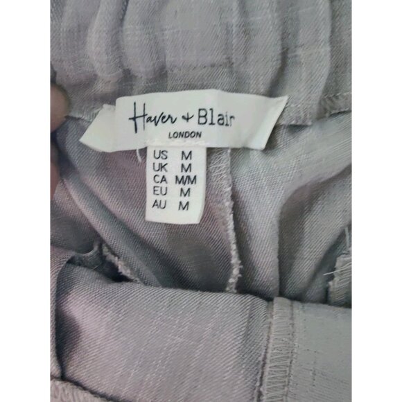 Haver And Blair Light Gray Wide Leg Cropped High Rise Pleated Dress Pants M - Picture 5 of 8